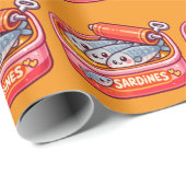 Cute Sardines Fish Cartoon Geschenkpapier (Rolleneckpunkt)