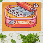 Cute Sardines Fish Cartoon Geschirrtuch (Gefaltet)