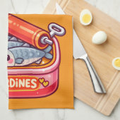 Cute Sardines Fish Cartoon Geschirrtuch (Viertel Falte)