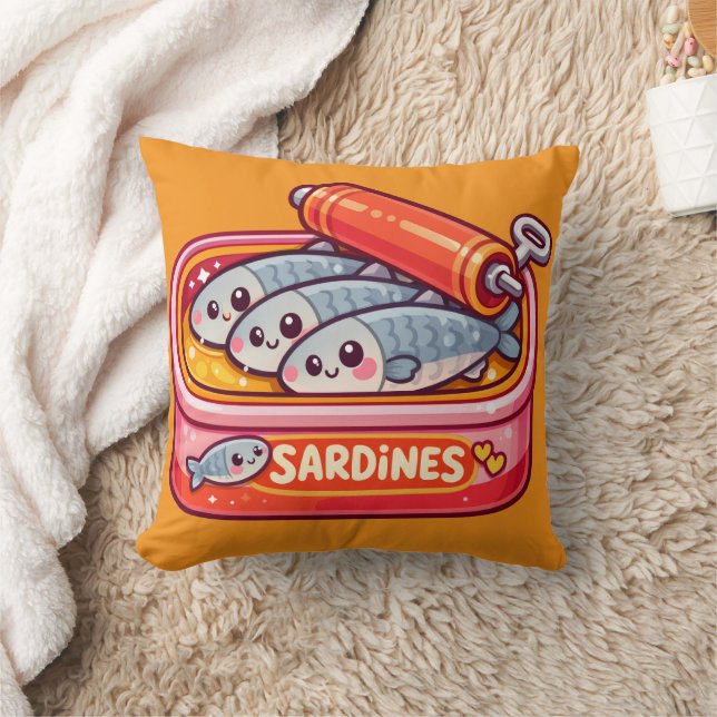 Cute Sardines Fish Cartoon Kissen (Decke)