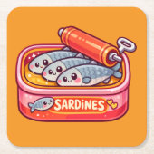 Cute Sardines Fish Cartoon Rechteckiger Pappuntersetzer (Vorderseite)