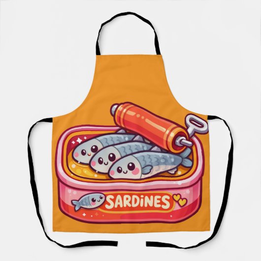 Cute Sardines Fish Cartoon Schürze (Vorderseite)