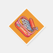 Cute Sardines Fish Cartoon Serviette (Ecke)