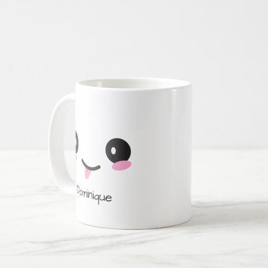 Cute Sassy Kawaii Face - Customizable Name Mug Kaffeetasse (Vorderseite Links)