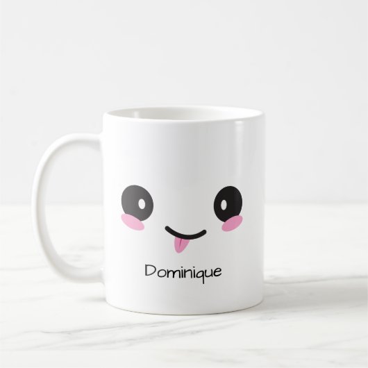 Cute Sassy Kawaii Face - Customizable Name Mug Kaffeetasse (Links)