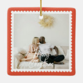 Cute Scalloped 2 Photo Handwritten Christmas Keramikornament (Rückseite)