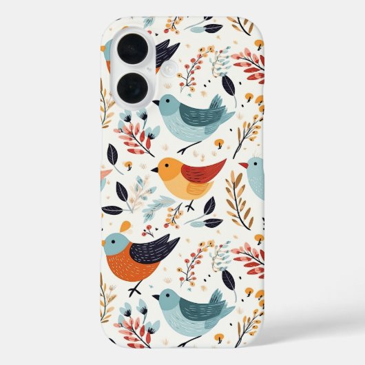 Cute Scandinavian Bird Folk Art Nature Case-Mate iPhone Hülle (Rückseite)