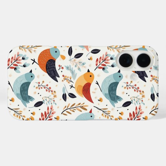 Cute Scandinavian Bird Folk Art Nature Case-Mate iPhone Hülle (Rückseite (Horizontal))