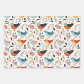 Cute Scandinavian Bird Folk Art Nature Geschenkpapier Set (Vorderseite 3)