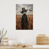 Cute Scarecrow In Fall Field Print, Halloween Poster (Küche)