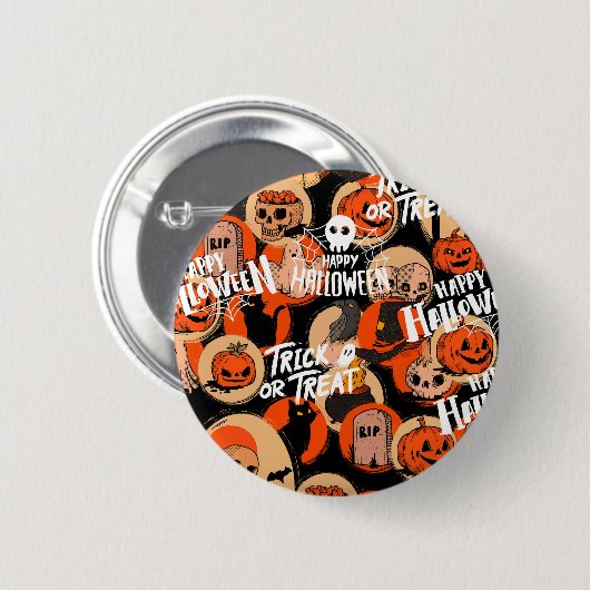 Cute & Scary Halloween Spooky vibes Button (Vorne & Hinten)