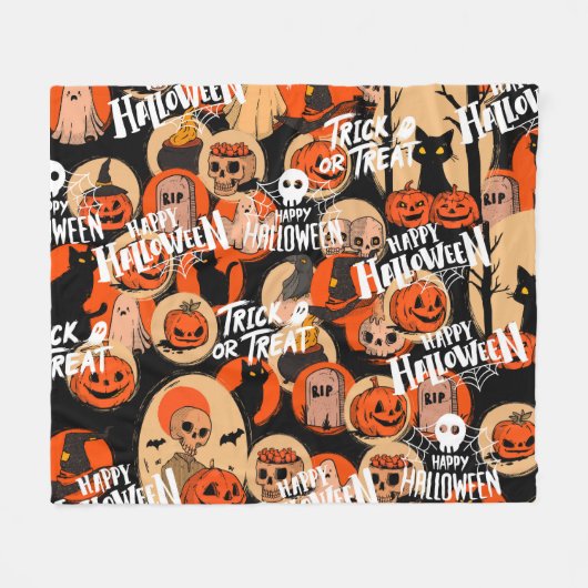  Cute & Scary Halloween Spooky vibes  Fleecedecke (Vorderseite (Horizontal))