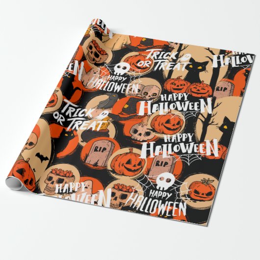 Cute & Scary Halloween Spooky vibes Geschenkpapier (Ungerollt)