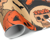 Cute & Scary Halloween Spooky vibes Geschenkpapier (Rolleneckpunkt)