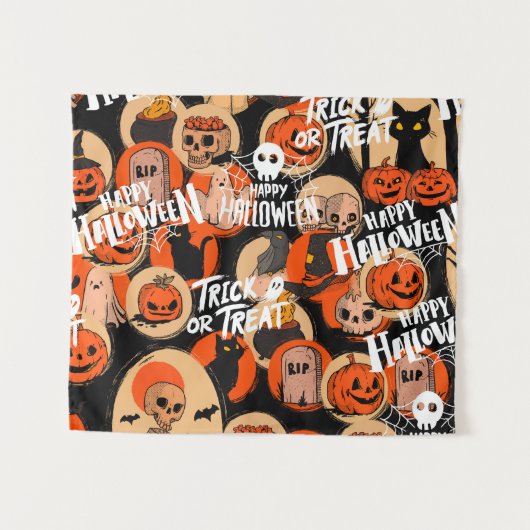 Cute & Scary Halloween Spooky vibes Wandteppich (Vorderseite (Horizontal))