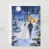 Cute Scene Enchanted Christmas Forest Wedding Save The Date (Vorderseite)