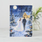 Cute Scene Enchanted Christmas Forest Wedding Save The Date (Stehend Vorderseite)
