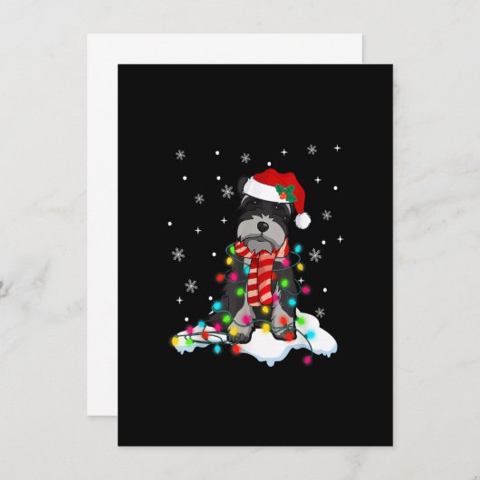 Cute Schnauzer Christmas Lights With Santa Hat Dog Einladung (Vorne/Hinten)