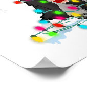 Cute Schnauzer Christmas Lights With Santa Hat Poster (Ecke)