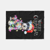 Cute Schnauzer Christmas Lights Xmas Dog Santa Hat Fleecedecke (Vorderseite (Horizontal))