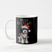 Cute Schnauzer Christmas Lights Xmas Dog Santa Hat Kaffeetasse (Links)