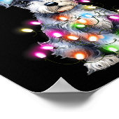 Cute Schnauzer Christmas Lights Xmas Dog Santa Hat Poster (Ecke)