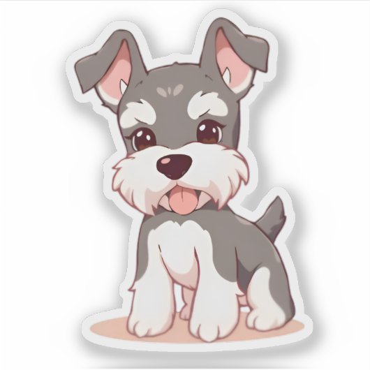 Cute Schnauzer Custom-Cut Vinyl Sticker (Vorderseite)