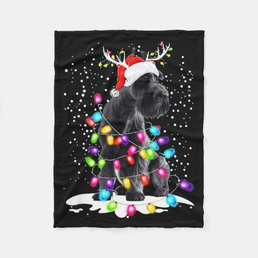 Cute Schnauzer With Christmas Lights  Fleecedecke (Vorderseite)