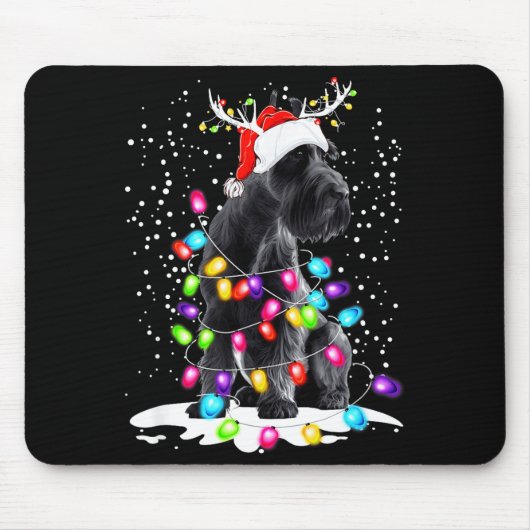 Cute Schnauzer With Christmas Lights  Mousepad (Vorne)