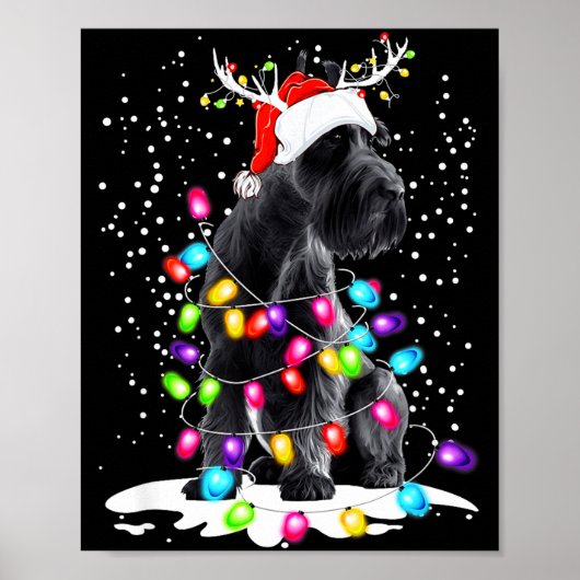 Cute Schnauzer With Christmas Lights Poster (Vorne)