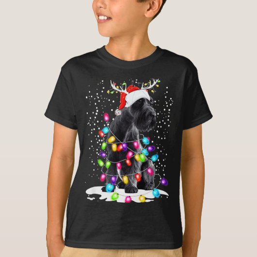 Cute Schnauzer With Christmas Lights  T-Shirt (Vorderseite)