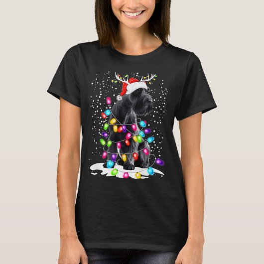 Cute Schnauzer With Christmas Lights T-Shirt (Vorderseite)