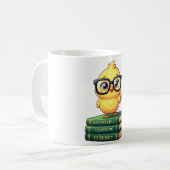 Cute Scholar Chick Reading Books Kaffeetasse (Vorderseite Links)