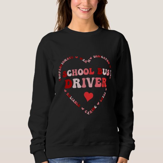 Cute School Bus Driver Valentines Day Heart Sweatshirt (Vorderseite)