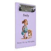 Cute School Clipboard – Custom Name Mini Klemmbrett (Schrägansicht)