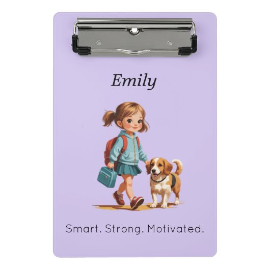 Cute School Clipboard – Custom Name Mini Klemmbrett (Vorderseite)