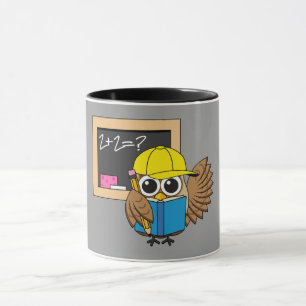 Cute School Student Owl Cartoon Tasse
