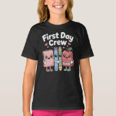 Cute School Supplies Friends First Day Crew T-Shirt (Vorderseite)
