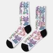 Cute Science Axolotl Grid Socken (Linkes Detail)