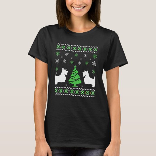 Cute Scottie Christmas Sweater For Dog  Christmas T-Shirt (Vorderseite)