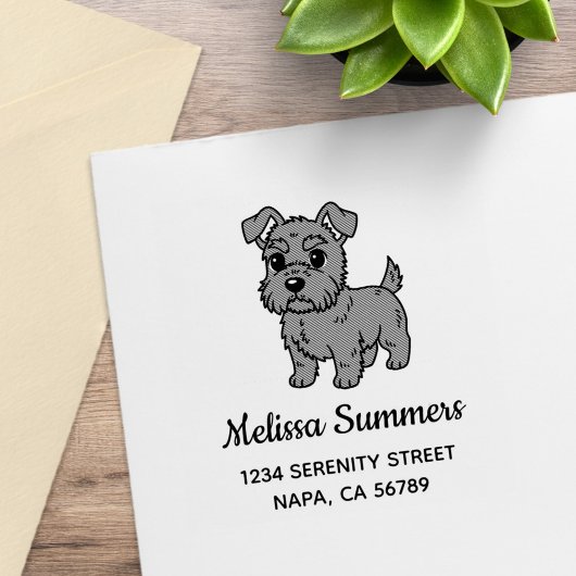 Cute Scottish Terrier Dog Address Gummistempel