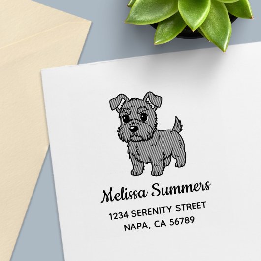 Cute Scottish Terrier Dog Address Permastempel