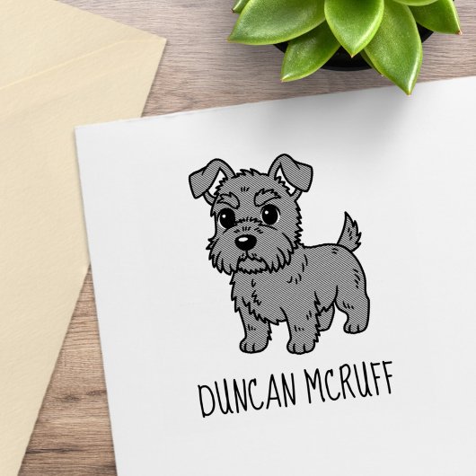 Cute Scottish Terrier Dog Custom Name Gummistempel