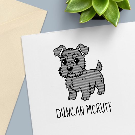 Cute Scottish Terrier Dog Custom Name Permastempel