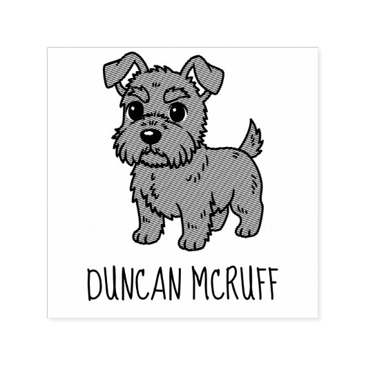 Cute Scottish Terrier Dog Custom Name Permastempel (Design)