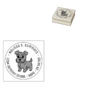 Cute Scottish Terrier Dog Round Address Gummistempel (Stempel)