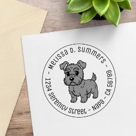 Cute Scottish Terrier Dog Round Address Gummistempel