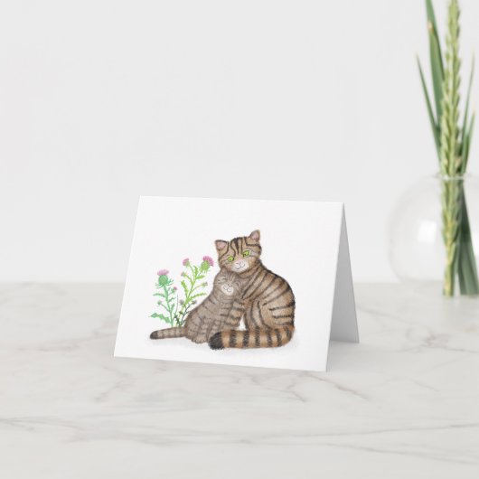 Cute Scottish Wildcat and kitten blank card Karte (Vorderseite)
