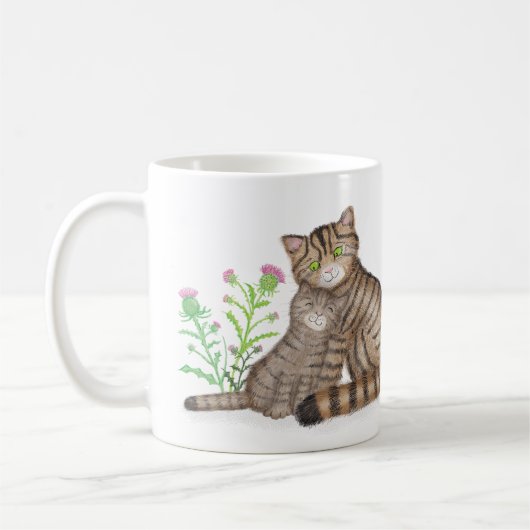 Cute Scottish Wildcat and kitten mug Kaffeetasse (Links)