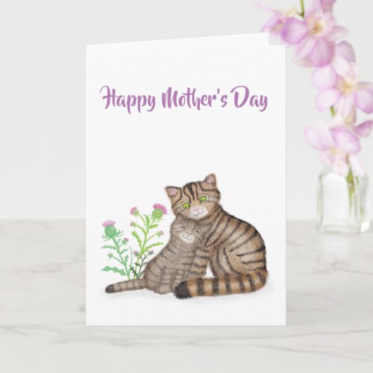 Cute Scottish Wildcats Mother's Day card Karte (Orchidee)